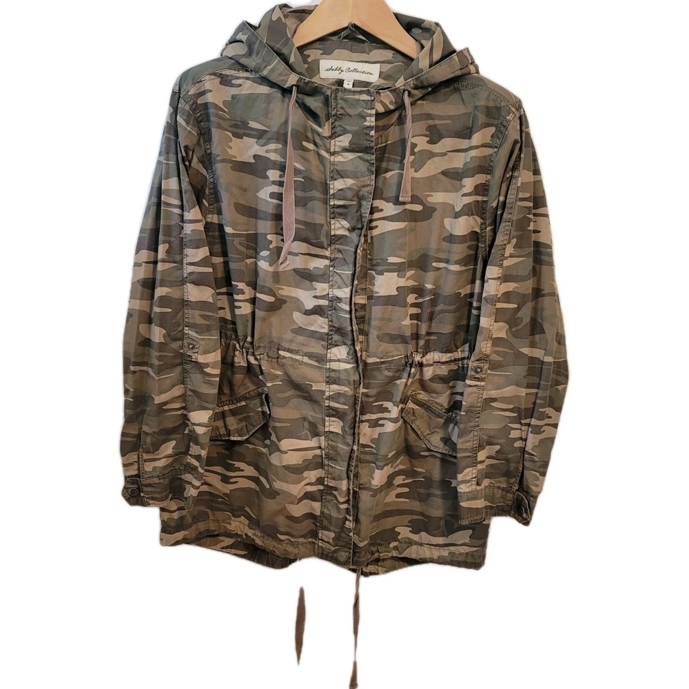 Sebby Hooded‎ Jacket Lightweight Camo Cinch Waist Size Xl Cotton full zip Y2K